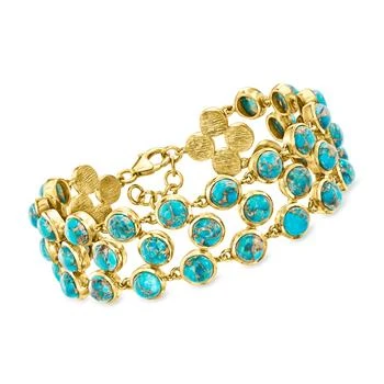 Ross-Simons | Ross-Simons Turquoise 3-Row Bracelet in 18kt Gold Over Sterling,商家Premium Outlets,价格¥2298