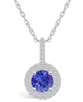 Macy's | Tanzanite (1-3/8 Ct. t.w.) and Diamond (3/8 Ct. t.w.) Halo Pendant Necklace,商家Macy's,价格¥13726