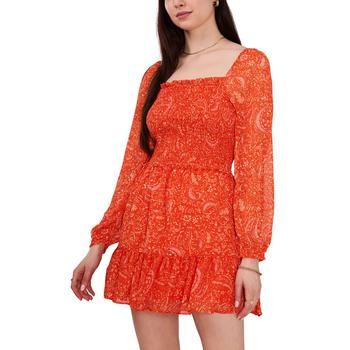 1. State是什么牌子, 1. State | Printed Smocked Ruffle Hem Dress商品图片 7.5折×额外7.5折, 额外七五折
