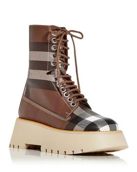 Burberry | Women's Mason Vintage Check Platform Combat Boots商品图片,