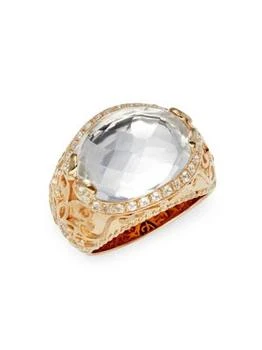 Delatori by ALOR | 18K Rose Goldplated Sterling Silver & Crystal Ring,商家Saks OFF 5TH,价格¥2795