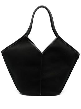 hereu推荐, Hereu | Calella Black Shopper in Calf Leather and Canvas with White Contrast Stitching商品图片 7.4折