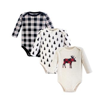Hudson | Baby Girls 3 Piece Cotton Long-Sleeve Bodysuits商品图片,