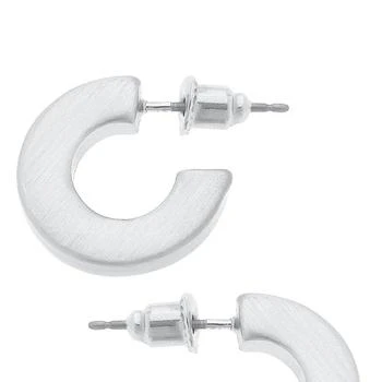 Canvas Style | Cali Large Flat Hoop Earrings In Satin Silver,商家Verishop,价格¥259