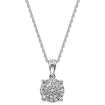 商品Macy's | Diamond Cluster Pendant Necklace (1/4 ct. t.w.) in Sterling Silver,商家Macy's,价格¥3066图片