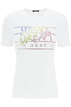 男士休闲范思哲t恤, Versace | Versace rhinestone logo t-shirt商品图片 5.7折