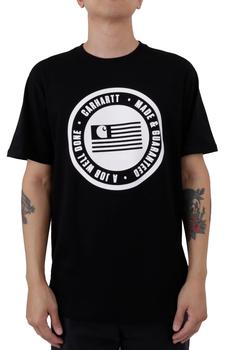 推荐(105186) Relaxed Fit Midweight Short Sleeve Flag Graphic T-Shirt - Black商品
