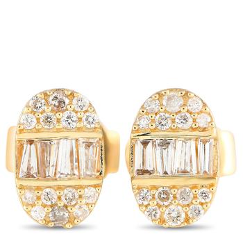 商品LB Exclusive | 14K Yellow Gold 0.30ct Diamond Oval Stud Earrings,商家Jomashop,价格¥3081图片