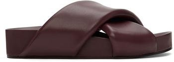 Jil Sander | Burgundy Oversize Wrapped Slides商品图片,独家减免邮费