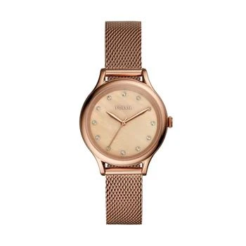 Fossil | Fossil Women's Laney Three-Hand, Rose Gold-Tone Stainless Steel Watch 3.4折, 独家减免邮费