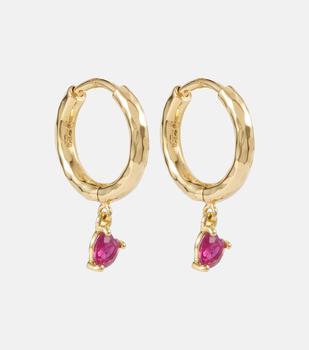 商品Octavia Elizabeth | Charmed Micro Gabby 18kt gold hoop earrings with ruby,商家MyTheresa,价格¥12341图片