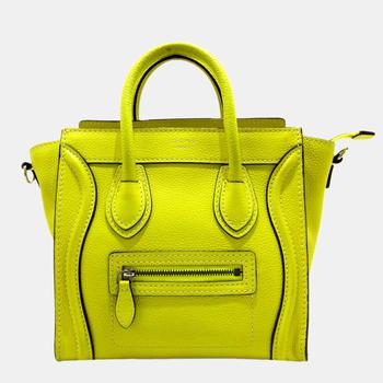 celine nano, [二手商品] Celine | Celine Yellow Nano Luggage Tote Leather Satchel商品图片 5.9折