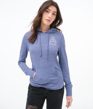 推荐Aeropostale Women's Long Sleeve Letter Logo Hooded Graphic Tee***商品