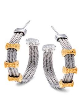 推荐​18K Yellow Gold & Stainless Steel Half Hoop Earrings商品