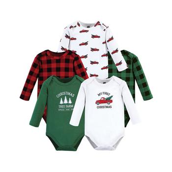 Hudson | Baby Girls and Boys Cotton Long-Sleeve Bodysuits, Pack of 5商品图片,