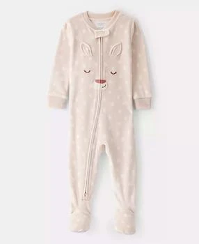 Carter's | Baby Girls Deer-Print Velboa Loose-Fit Long-Sleeve 2-Way-Zip 1-Piece Footed Pajamas,商家Macy's,价格¥89