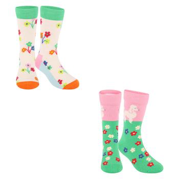 推荐Poodle flowers socks pack of 2 in pink green and white商品