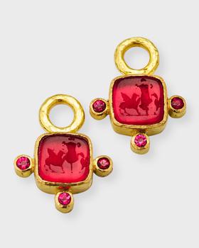 商品Elizabeth Locke | 19K Gold Earring Pendants with 2mm Faceted Spinel, Ruby,商家Neiman Marcus,价格¥16295图片