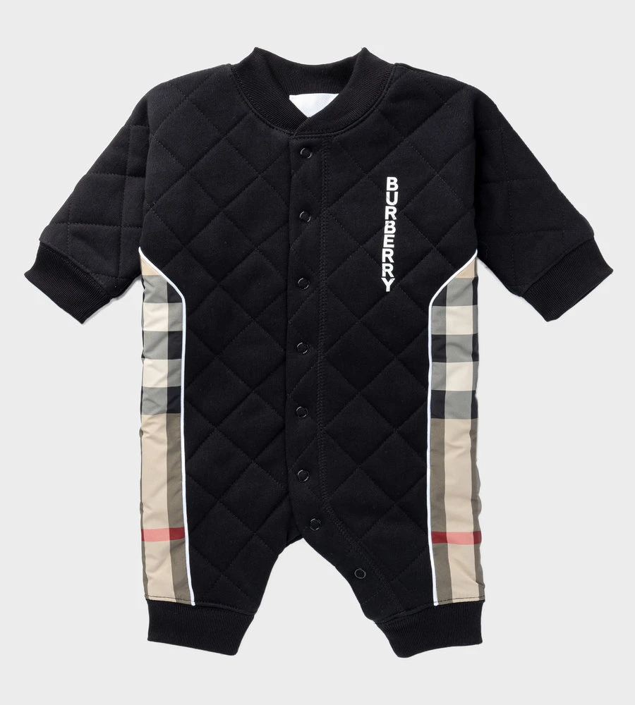 Burberry | BURBERRY 婴幼儿黑色拼经典格纹棉质连体服 8048346,商家Beyond Italylux,价格¥2081