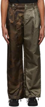 feng chen wang, Feng Chen Wang | Khaki & Brown Camouflage Paneled Trousers商品图片 3.4折