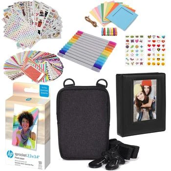HP | Sprocket 2.3 x 3.4” Zink Photo Paper Kit - 50 Pack Zink Paper, Case, Album, Markers & Stickers,商家Premium Outlets,价格¥453