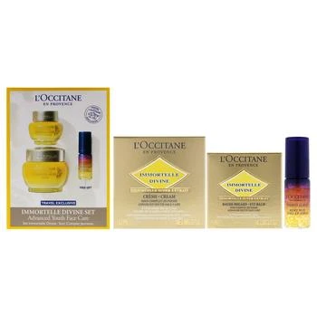 L'Occitane | Immortelle Divine Set - Advance Youth Face Care by LOccitane for Unisex - 3 Pc 0.5oz Eye Balm, 1.7oz Cream, 0.16oz Oil-In-Serum,商家Premium Outlets,价格¥1099