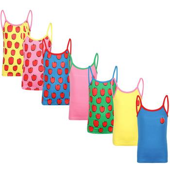 推荐Set of seven colorful cotton underwear tank tops with all over red apple print商品