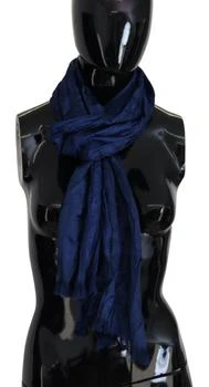 Costume National | Costume National Blue Silk Shawl Foulard Fringes Scarf,商家SEYMAYKA,价格¥597