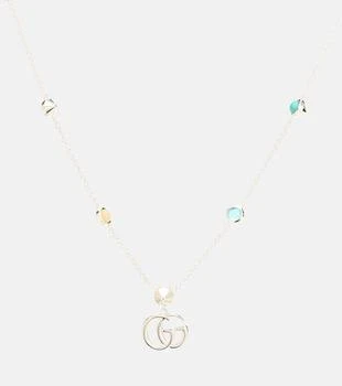 推荐Double G mother-of-pearl and topaz-embellished sterling silver necklace商品