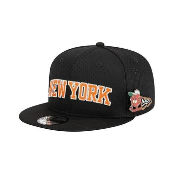 New Era | Men's Black New York Knicks Post-Up Pin Mesh 9FIFTY Snapback Hat,商家Macy's,价格¥372