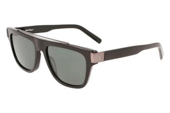 更多菲拉格慕墨镜, Salvatore Ferragamo | Grey Green Browline Unisex Sunglasses SF1032S 001 54商品图片 2.6折