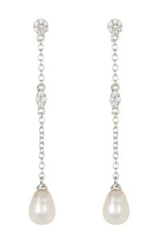 ADORNIA | White Rhodium Plated Swarovski Crystal Accented & 7mm Freshwater Pearl Drop Earrings 1.1折, 独家减免邮费