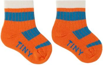 Tinycottons | Baby Orange & Blue Big Stripes Socks,商家Ssense US,价格¥82