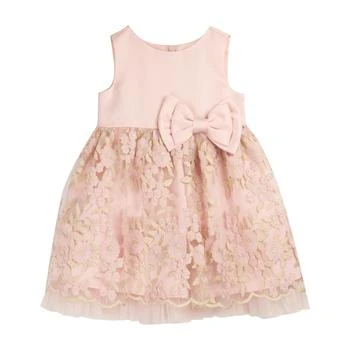 Rare Editions | Baby Girls Satin Bodice Embroidered Scallop Mesh Dress,商家Macy's,价格¥156