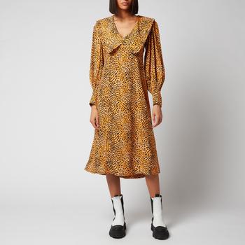 Ganni Women's Printed Crepe Midi Dress - Bright Marigold product img