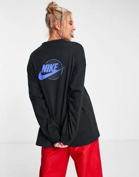 推荐Nike Sports Utility back graphic long sleeve t-shirt in black商品
