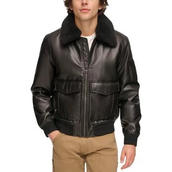 推荐Men's Faux-Fur-Trim Faux-Leather Bomber Jacket商品