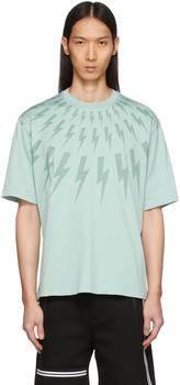 Neil Barrett | Green Signature Fair Isle Thunderbolt T-Shirt商品图片,4折