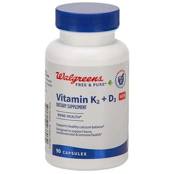 Walgreens Free & Pure | Vitamin K2 + D3 Supplement Capsules for Bone Health (90 days),商家Walgreens,价格¥77