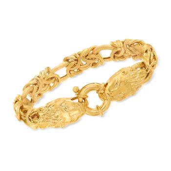 商品Ross-Simons | Ross-Simons Italian 24kt Gold Over Sterling Double Lion Head Link Bracelet,商家Premium Outlets,价格¥1067图片