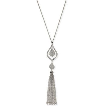 推荐Silver-Tone Pavé & Chain Tassel Pendant Necklace, 28" + 3" extender, Created for Macy's商品