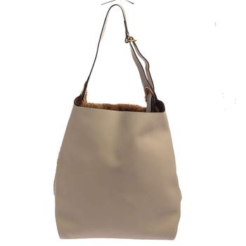 burberry tote, Burberry | Burberry Beige/Brown Leather and Fabric Medium Grommet Hobo商品图片 5.2折