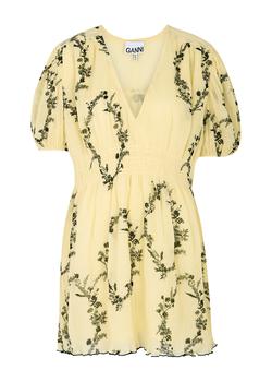 ganni floral pleated shirtdress, Ganni | Floral-print plissé dress商品图片 满$1享9折, 满折
