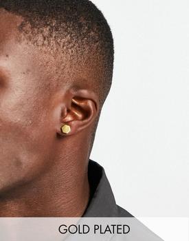 推荐Icon Brand stainless steel hexagonal plug earrings plated in 14k gold商品