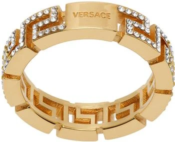 Versace | Gold Greca Crystal Ring,商家Ssense US,价格¥3872