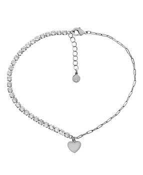 And Now This | Chain Heart Charm Anklet in Silver Plate,商家Macy's,价格¥127