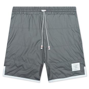 推荐Thom Browne Track Shorts w/ Jersey Lining in Quilted Ripstop - Silver商品