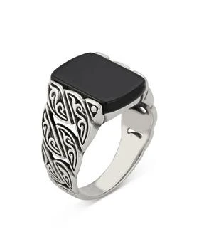 Milanesi And Co | Men's Sterling Silver Onyx Squared Filigree Signet Ring,商家Bloomingdale's,价格¥1446