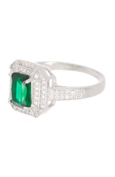 商品Sterling Silver Pave Framed Lab Created Emerald Ring,商家Nordstrom Rack,价格¥241图片