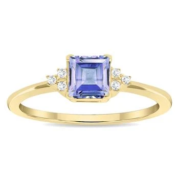 SSELECTS | Women's Square Shaped Tanzanite And Diamond Half Moon Ring In 10K Yellow Gold,商家Premium Outlets,价格¥2082